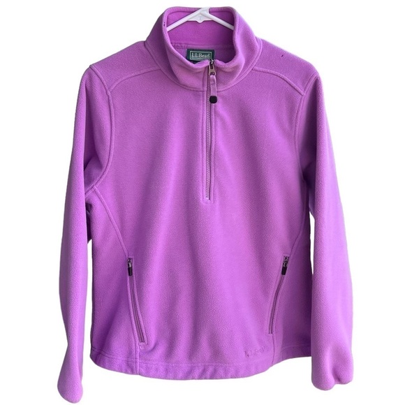 L.L. Bean 1/2 Zip Polartec Fleece Pullover Size Medium Lilac Purple Zip Pockets - Picture 1 of 15